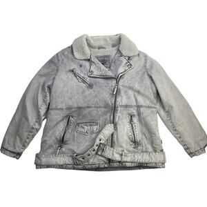Levi Levi's Women's Acid Wash Cotton Sherpa Moto Jacket 1x  $250